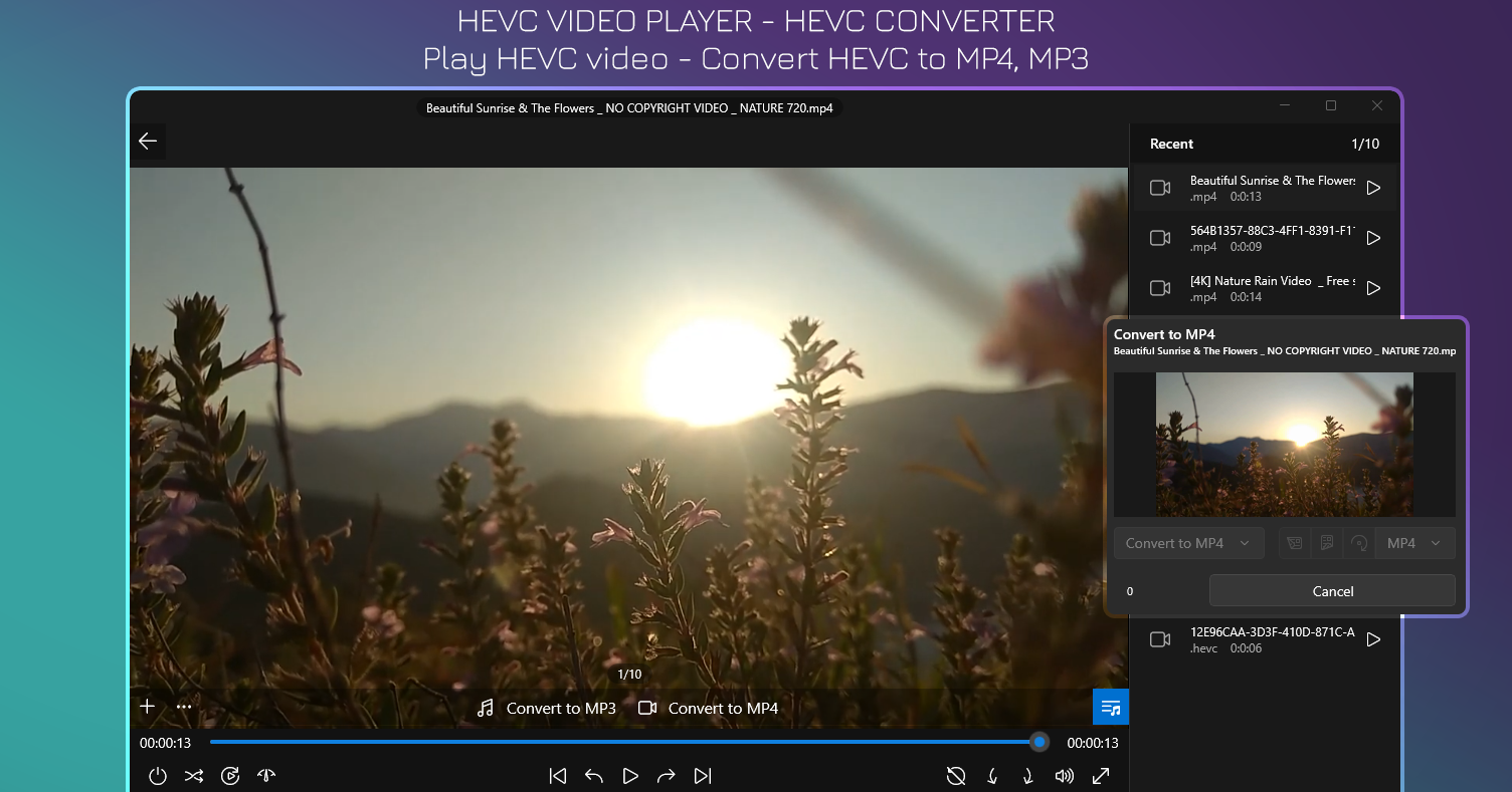 Hevc video player hevc to mp4