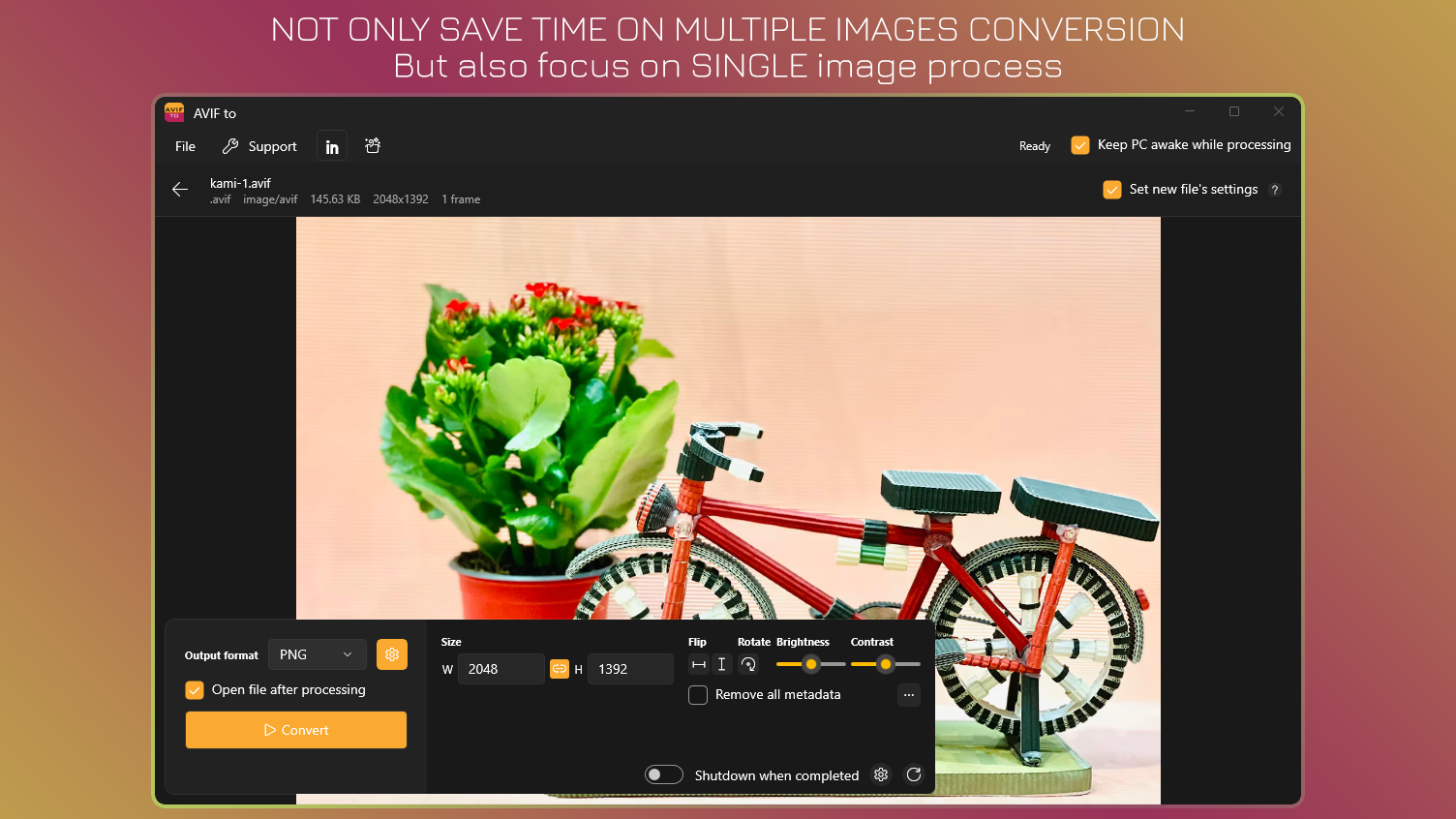 Not Only Save Time in Multiple Images Conversion - But also focus on single process.