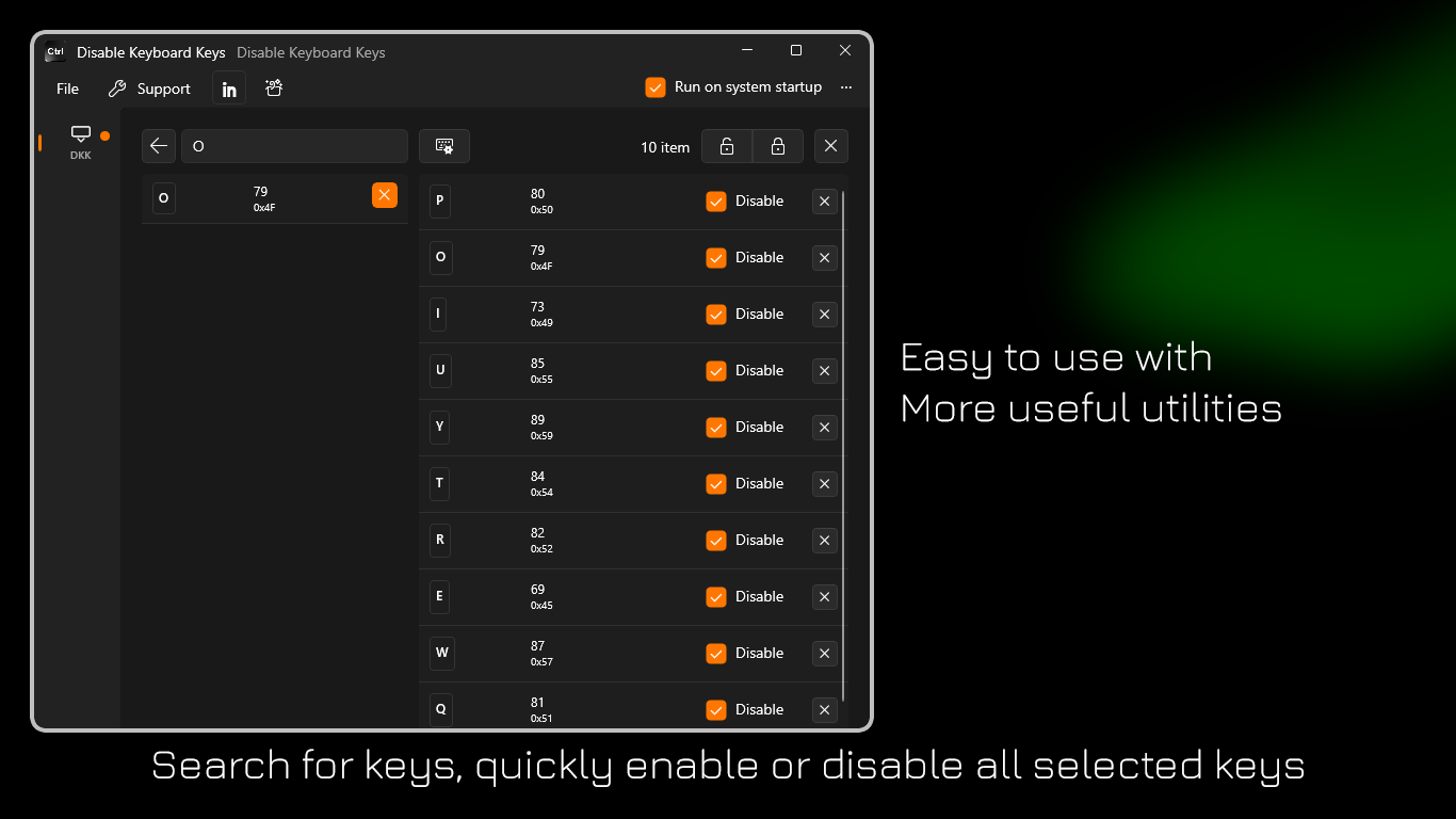 More Useful Utilities - Search for keys, quickly enable or disable all selected keys