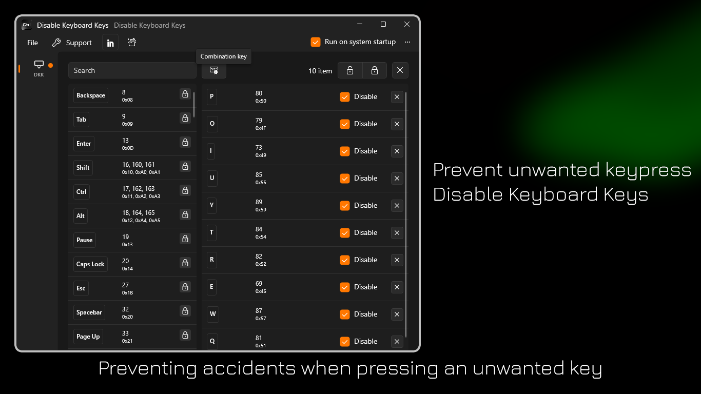 Disable Keyboard Keys - Preventing accidents when pressing an un wanted key