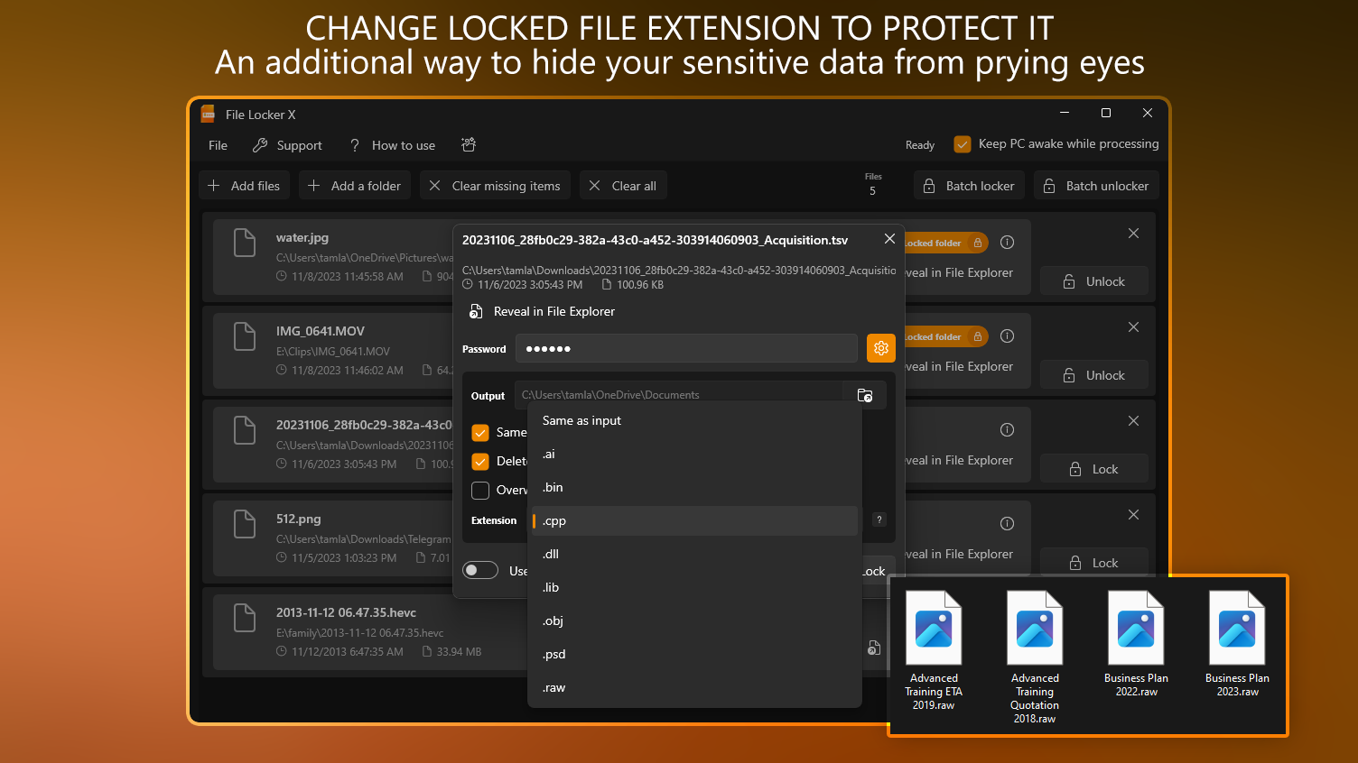 Change Locked File Extension to Protect It - An additional way to hide your sensitive data from prying eyes