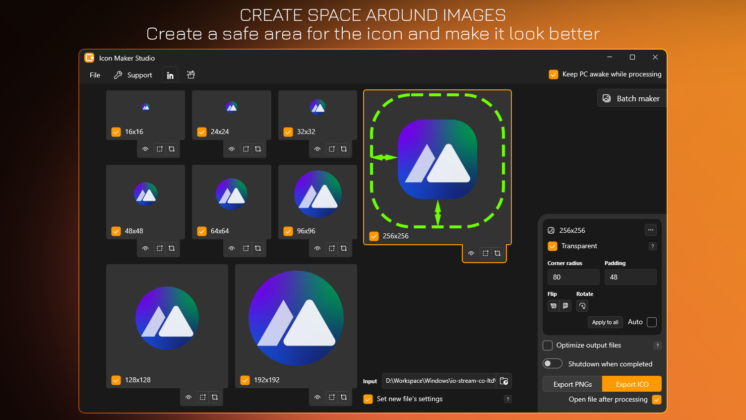 Create Space Around Images - Create a safe area for the icon and make it look better