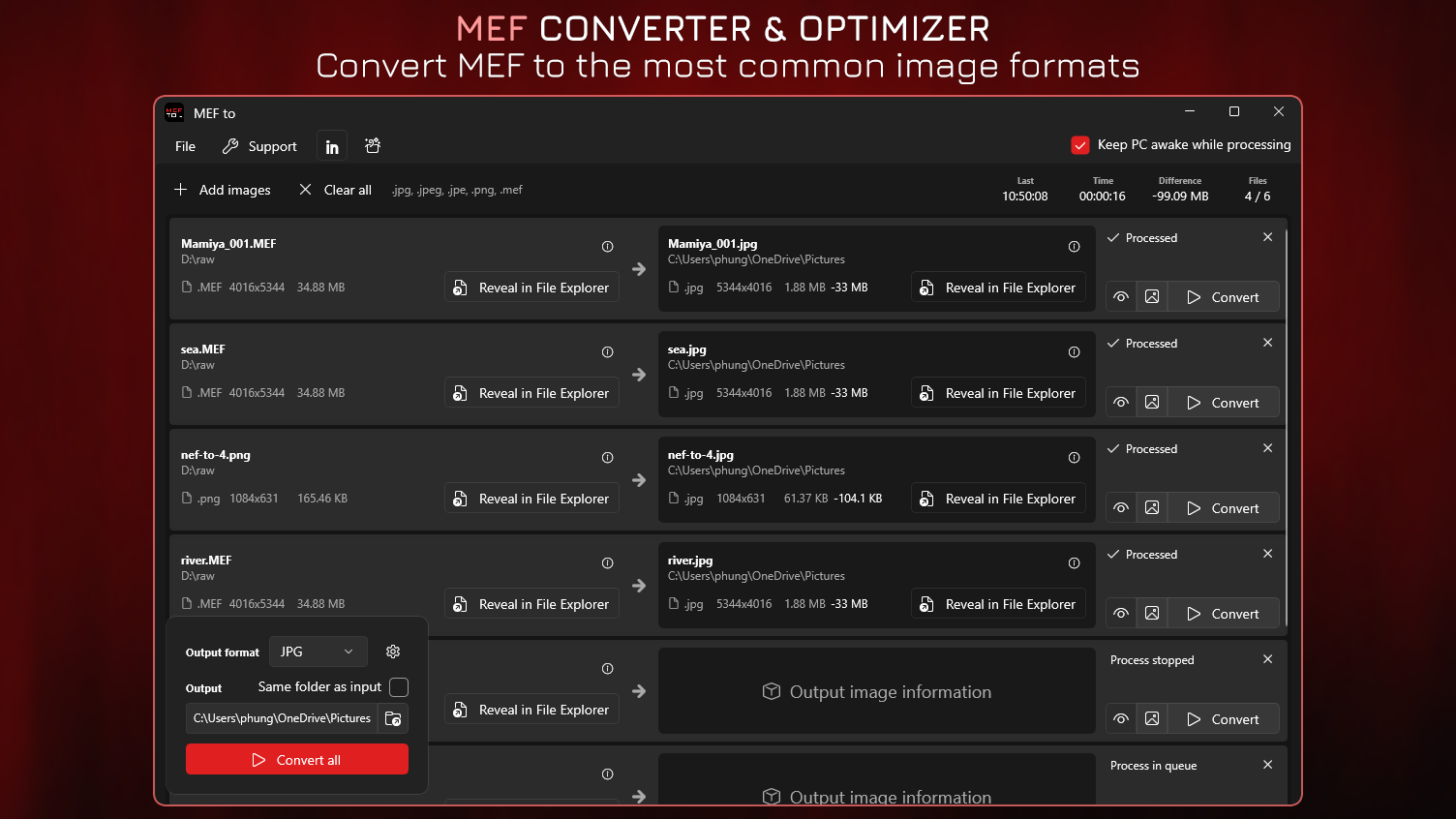 MEF Converter & Optimizer - Convert MEF to JPG and the most common image formats