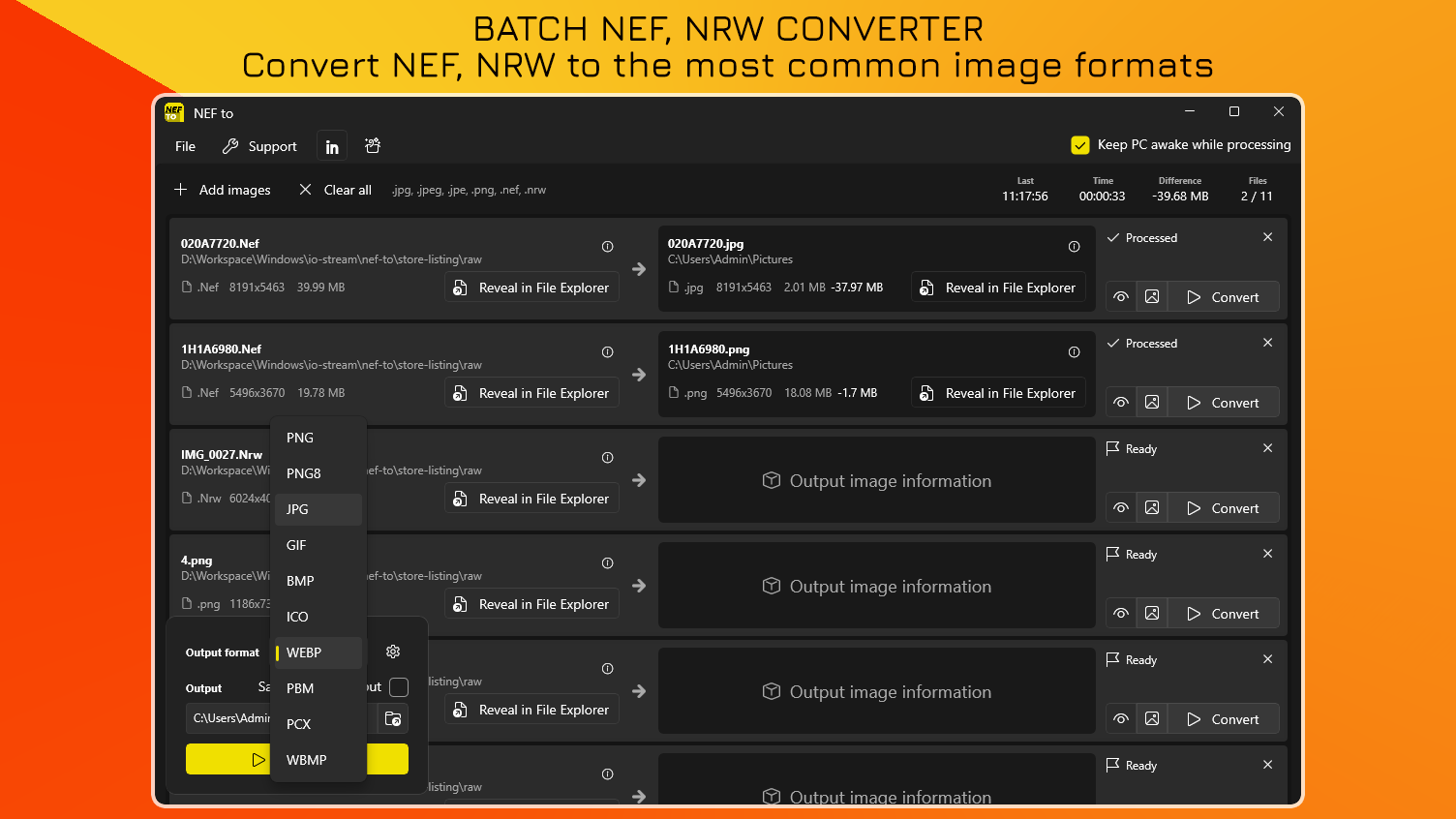 Batch NEF, NRW Converter - Batch NEF, NRW to the most common image formats