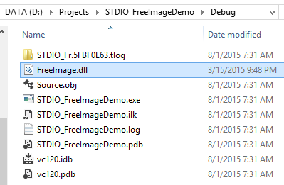 FreeImage.dll vào project.