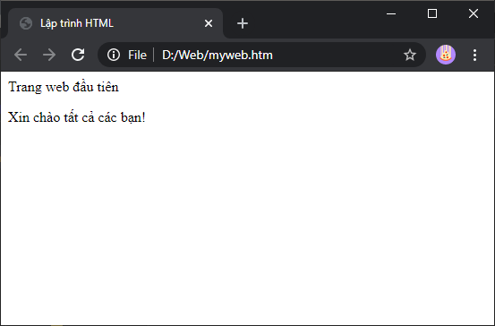 Tạo trang web html.