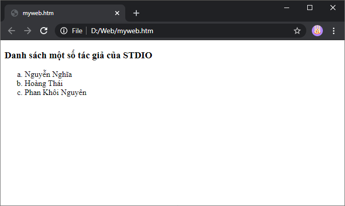 <ol> với type="a"