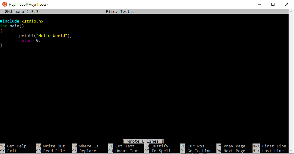 Hello World with Nano