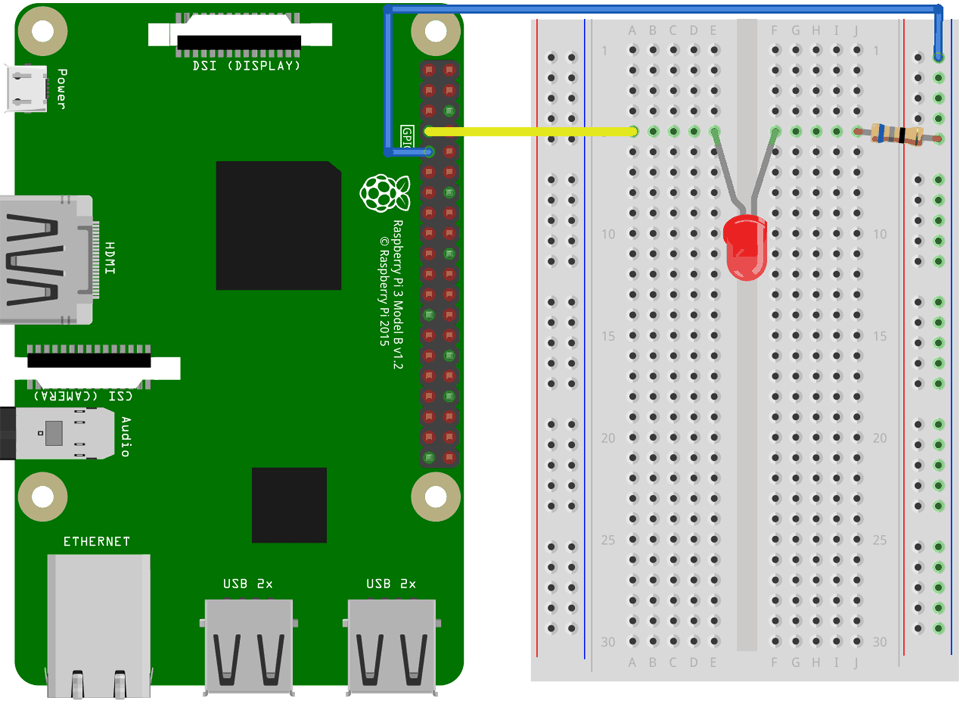 Sơ đồ mạch bật tắt LED Raspberry Pi 4 Model B