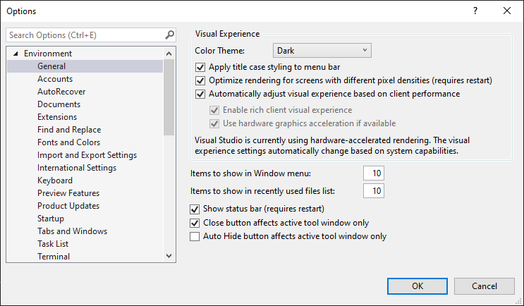 Visual Studio dark theme.