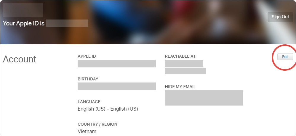 Thay đổi email của Apple ID.